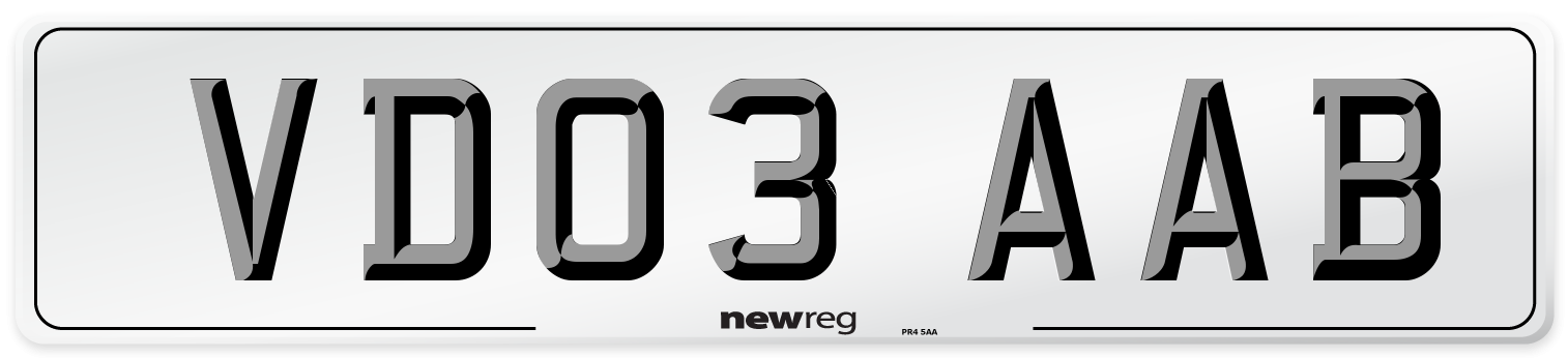 VD03 AAB Number Plate from New Reg